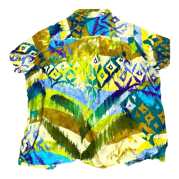 Jams World Retro Hawaii Print Button Front Top Sz XXL Vintage Y2K Desert Mist - Picture 2 of 4